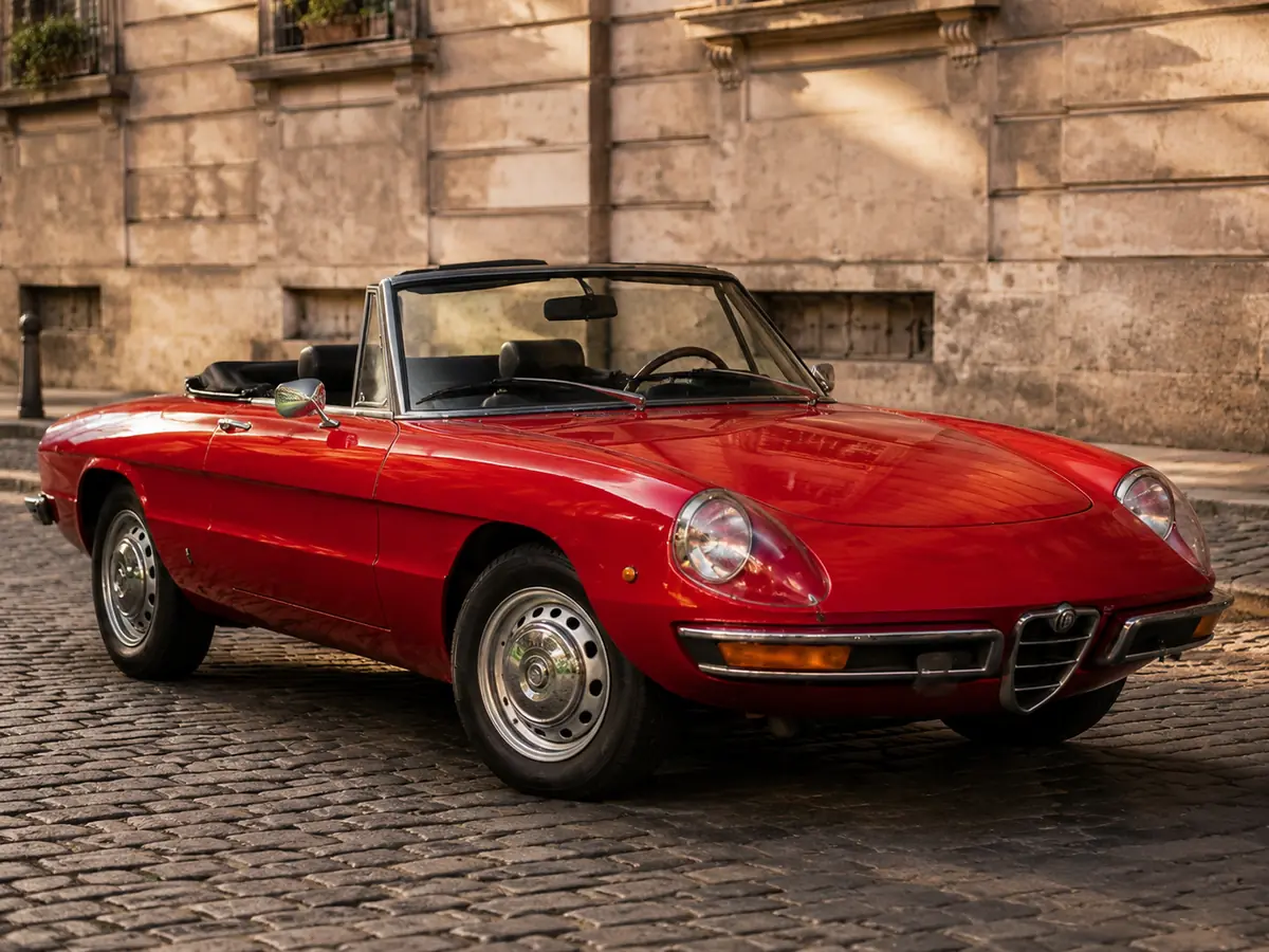 Crvena Alfa Romeo Spider, prednja tri četvrtine